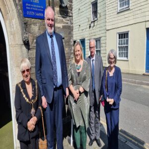 Councillors and Town Clerk outside Catholic Church