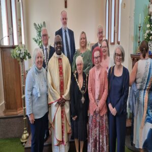 Councillors and Town Clerk inside Catholic Church