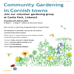 poster giving info for community gardening on 19 March 2026
