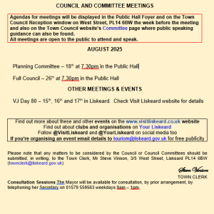 Council meetings and events in August 2025