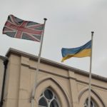 Ukraine flag flying on Public Hall